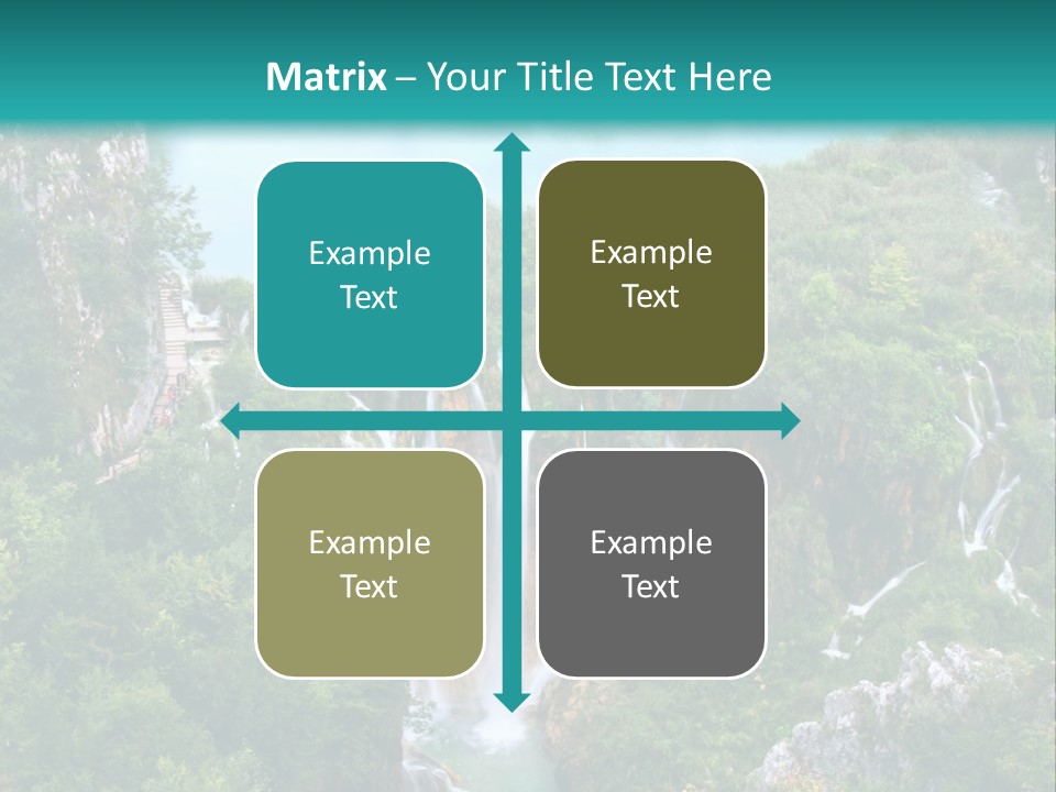 A Waterfall In The Middle Of A Lake Surrounded By Trees PowerPoint Template