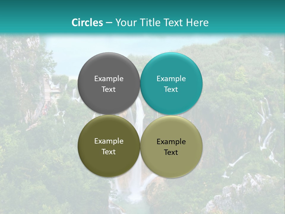 A Waterfall In The Middle Of A Lake Surrounded By Trees PowerPoint Template