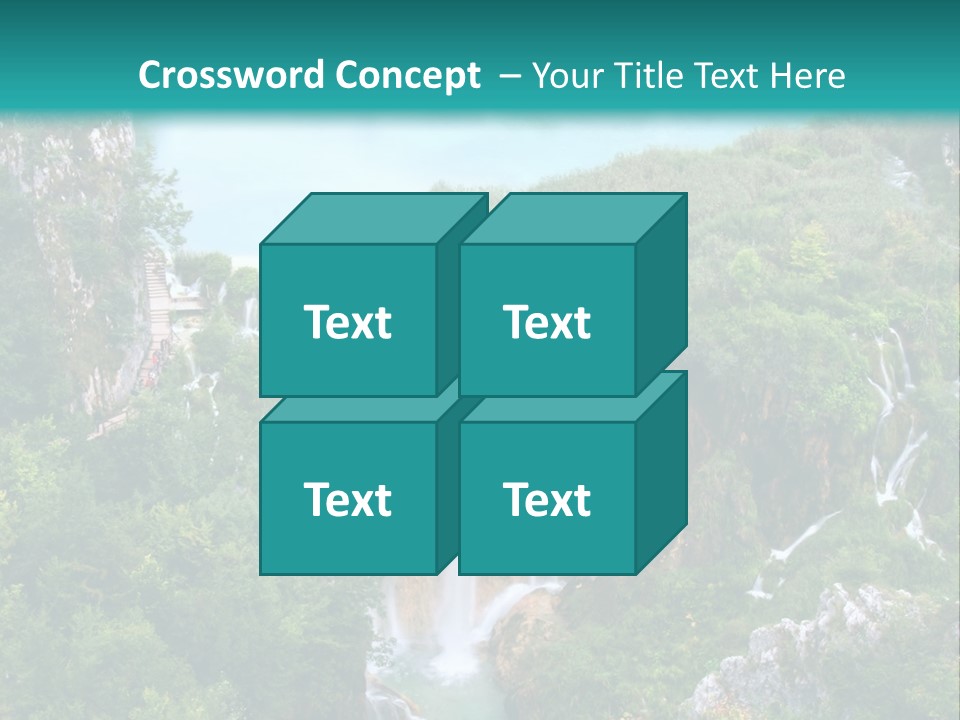 A Waterfall In The Middle Of A Lake Surrounded By Trees PowerPoint Template