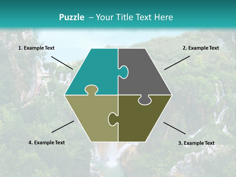 A Waterfall In The Middle Of A Lake Surrounded By Trees PowerPoint Template