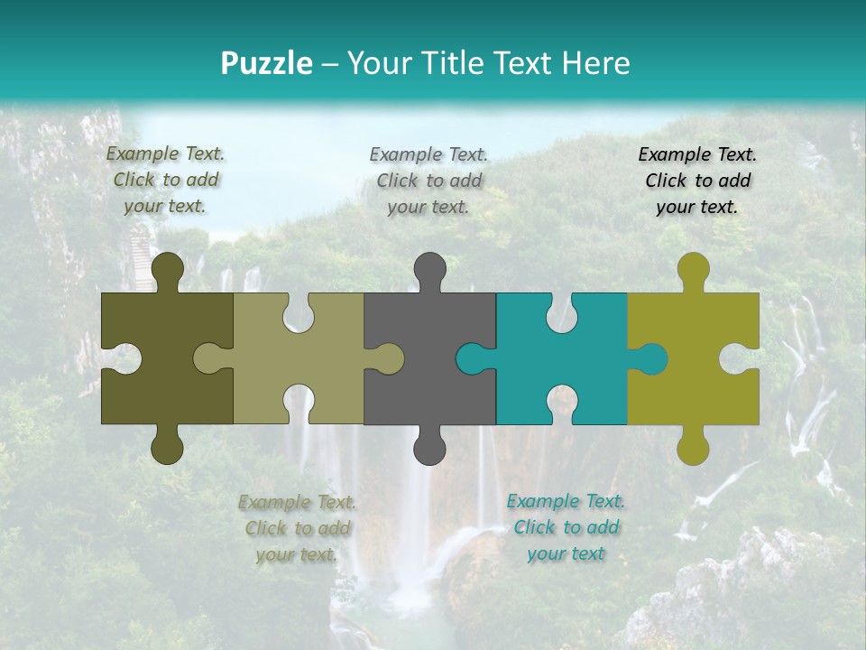A Waterfall In The Middle Of A Lake Surrounded By Trees PowerPoint Template