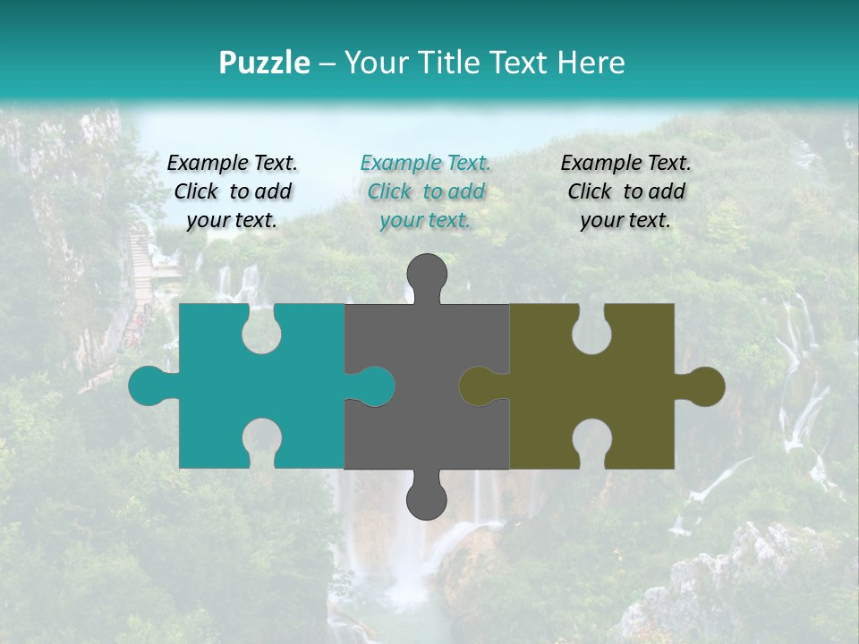 A Waterfall In The Middle Of A Lake Surrounded By Trees PowerPoint Template