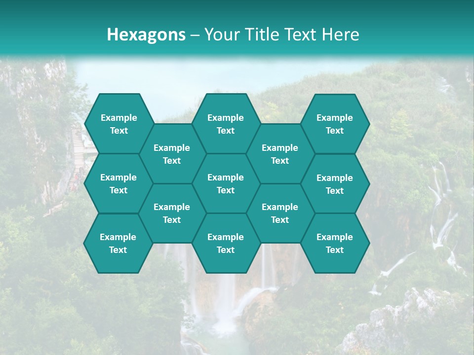 A Waterfall In The Middle Of A Lake Surrounded By Trees PowerPoint Template