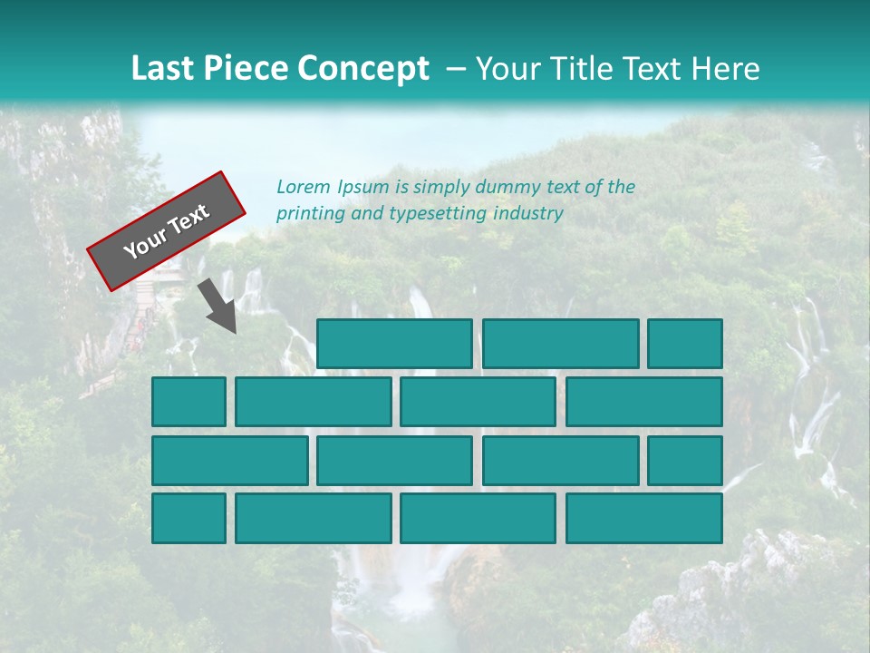 A Waterfall In The Middle Of A Lake Surrounded By Trees PowerPoint Template