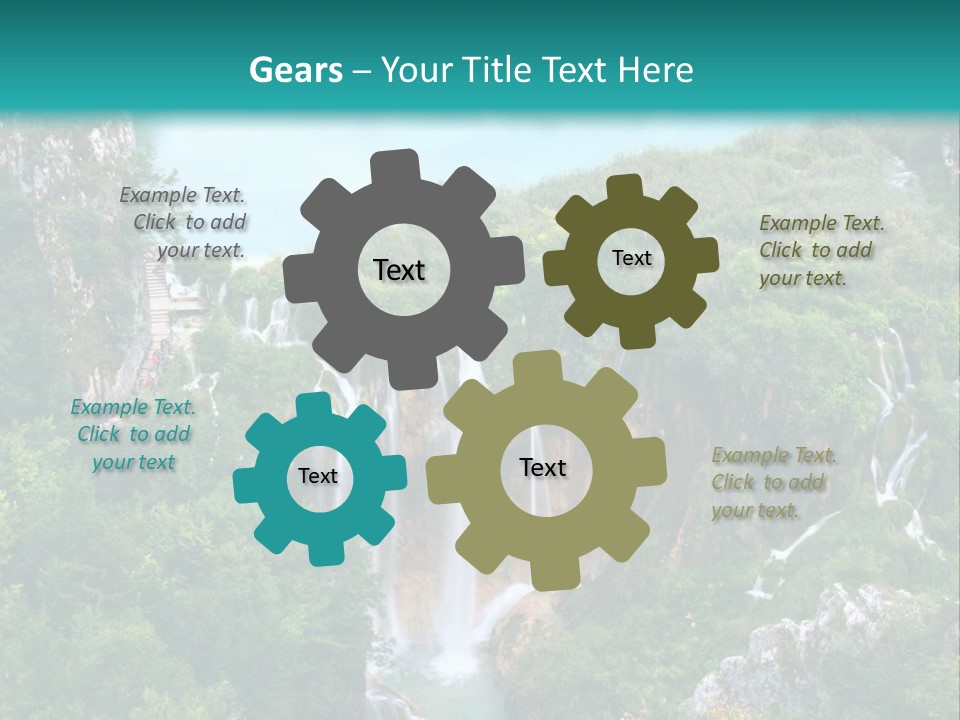 A Waterfall In The Middle Of A Lake Surrounded By Trees PowerPoint Template