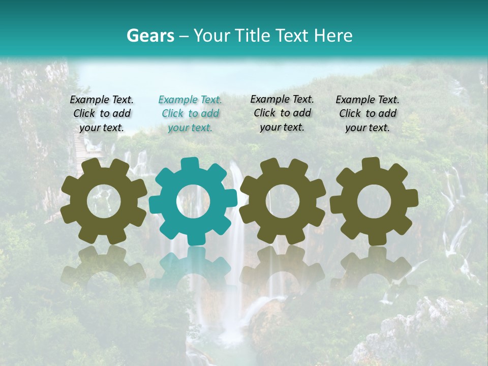 A Waterfall In The Middle Of A Lake Surrounded By Trees PowerPoint Template