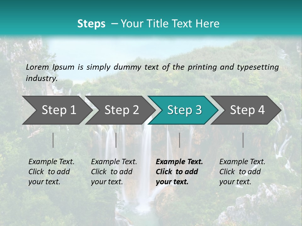 A Waterfall In The Middle Of A Lake Surrounded By Trees PowerPoint Template