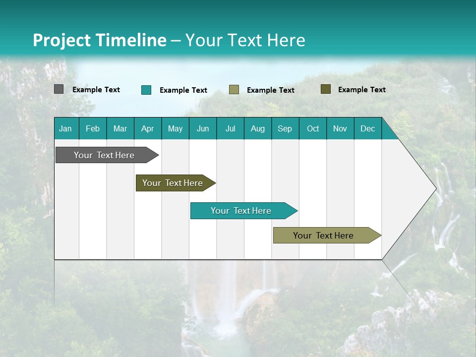 A Waterfall In The Middle Of A Lake Surrounded By Trees PowerPoint Template