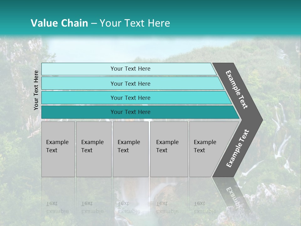 A Waterfall In The Middle Of A Lake Surrounded By Trees PowerPoint Template