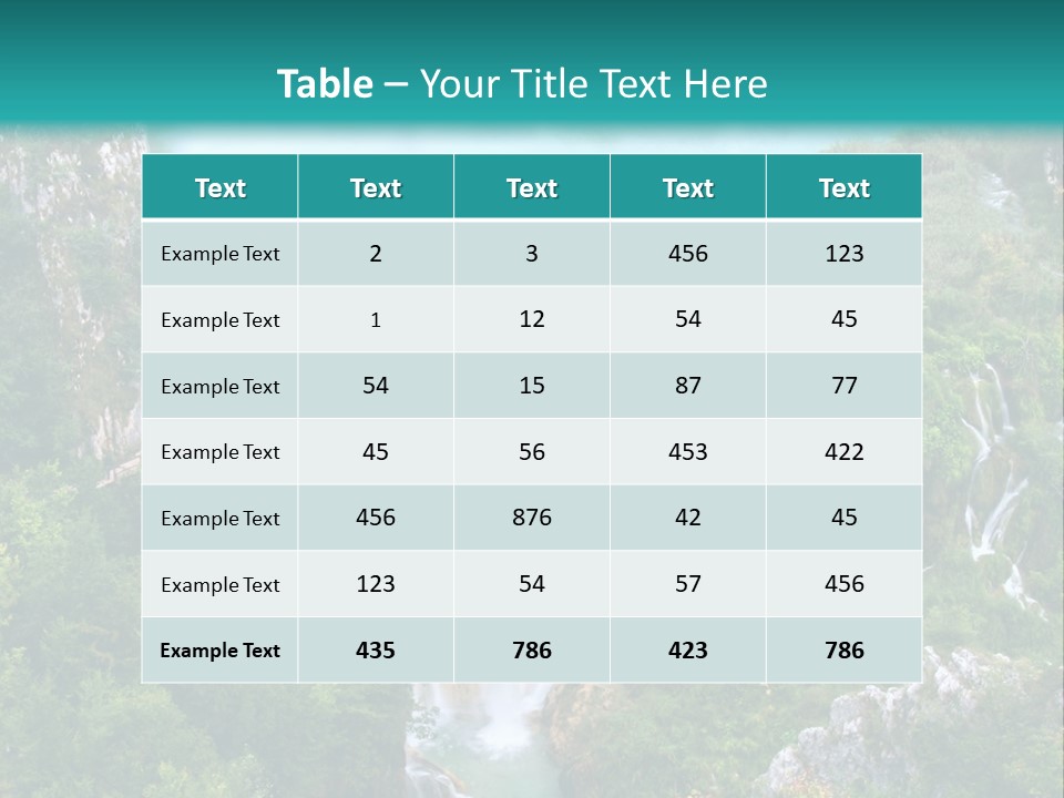 A Waterfall In The Middle Of A Lake Surrounded By Trees PowerPoint Template