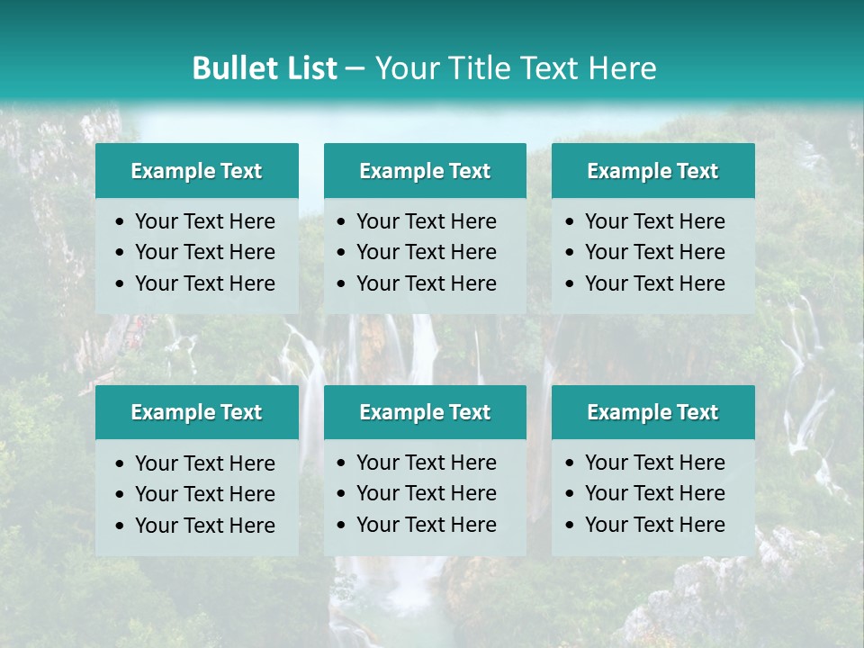 A Waterfall In The Middle Of A Lake Surrounded By Trees PowerPoint Template