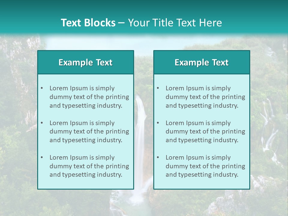A Waterfall In The Middle Of A Lake Surrounded By Trees PowerPoint Template