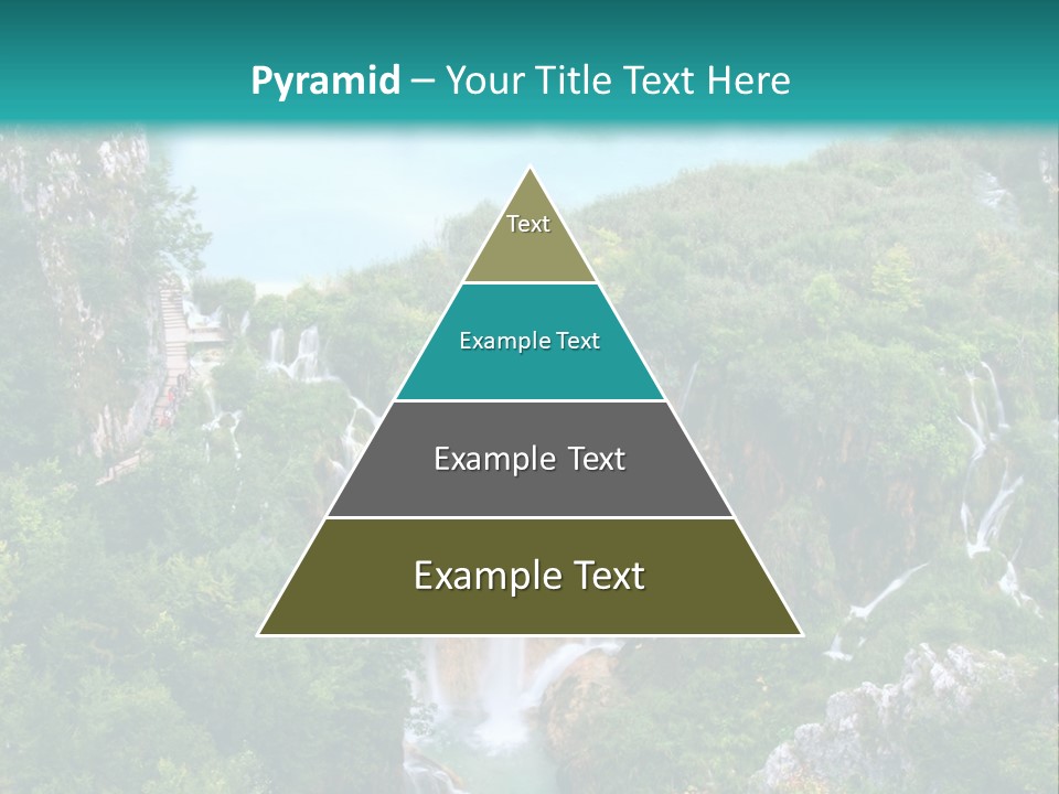 A Waterfall In The Middle Of A Lake Surrounded By Trees PowerPoint Template