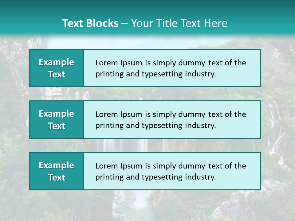 A Waterfall In The Middle Of A Lake Surrounded By Trees PowerPoint Template