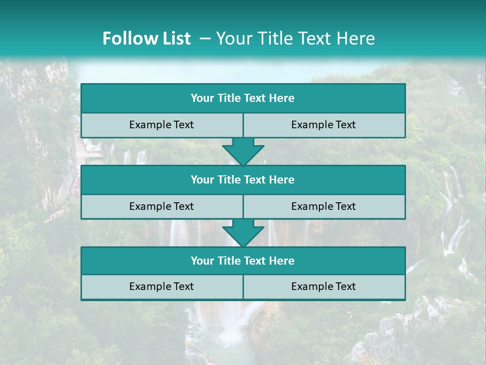 A Waterfall In The Middle Of A Lake Surrounded By Trees PowerPoint Template
