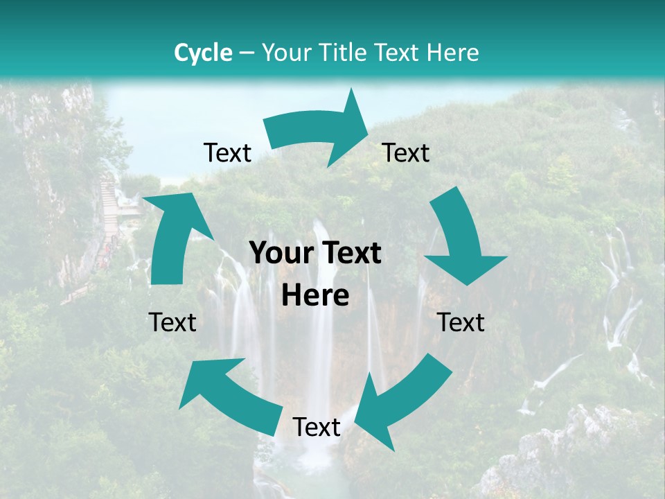 A Waterfall In The Middle Of A Lake Surrounded By Trees PowerPoint Template