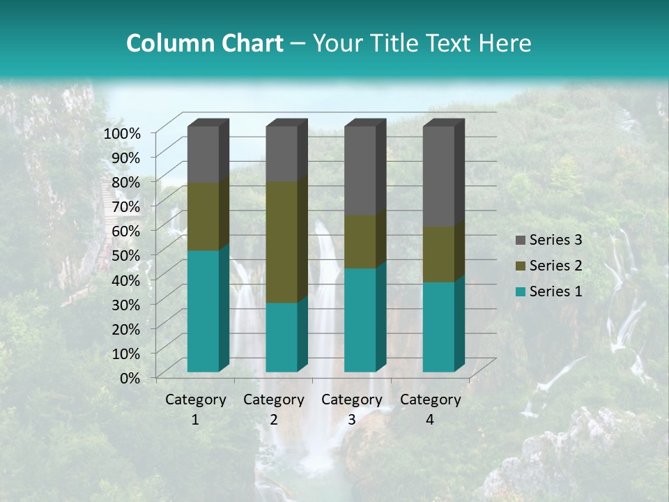 A Waterfall In The Middle Of A Lake Surrounded By Trees PowerPoint Template