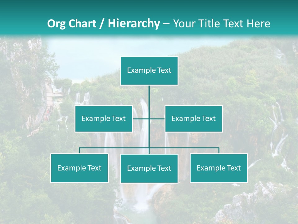 A Waterfall In The Middle Of A Lake Surrounded By Trees PowerPoint Template