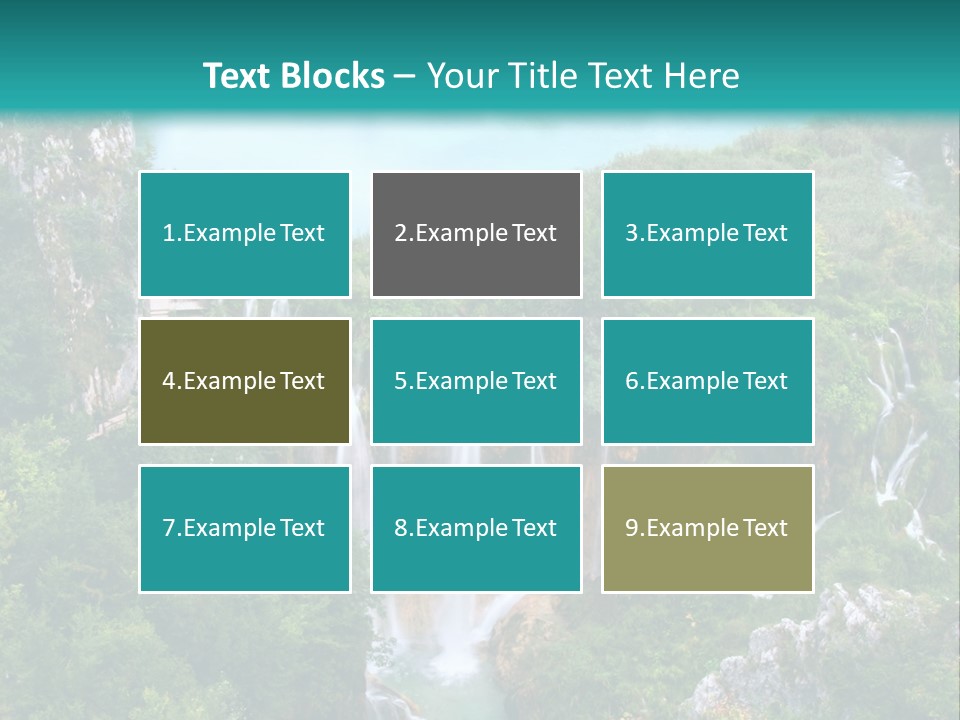 A Waterfall In The Middle Of A Lake Surrounded By Trees PowerPoint Template