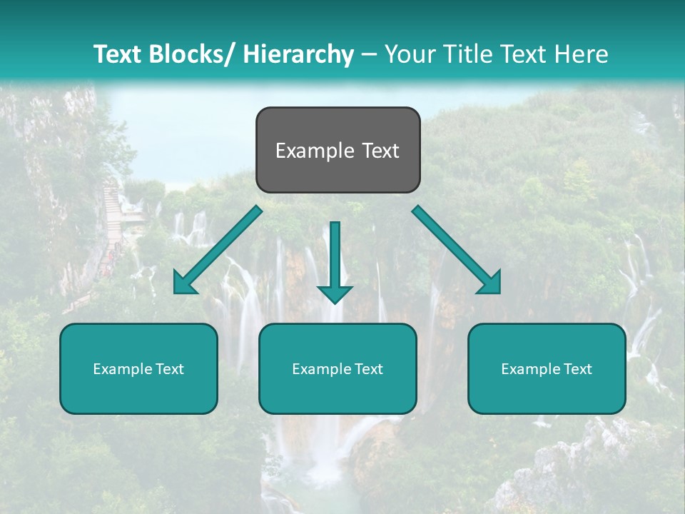 A Waterfall In The Middle Of A Lake Surrounded By Trees PowerPoint Template