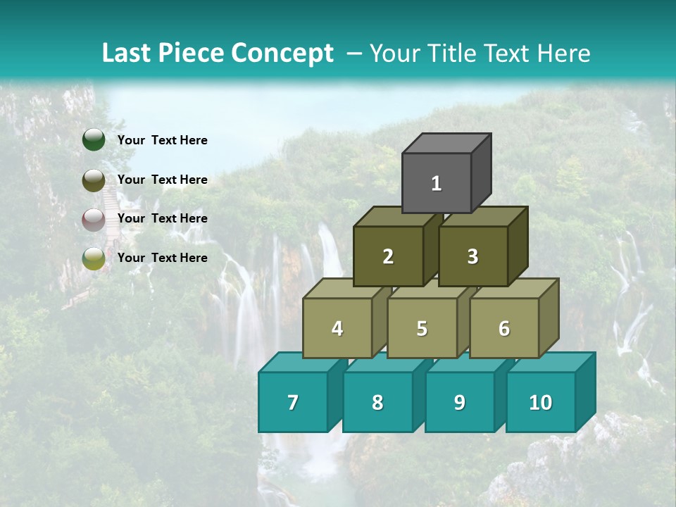 A Waterfall In The Middle Of A Lake Surrounded By Trees PowerPoint Template