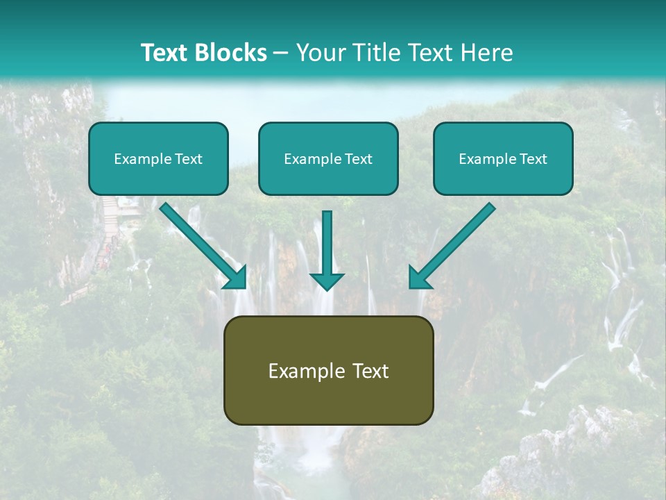 A Waterfall In The Middle Of A Lake Surrounded By Trees PowerPoint Template