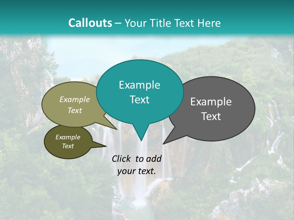 A Waterfall In The Middle Of A Lake Surrounded By Trees PowerPoint Template