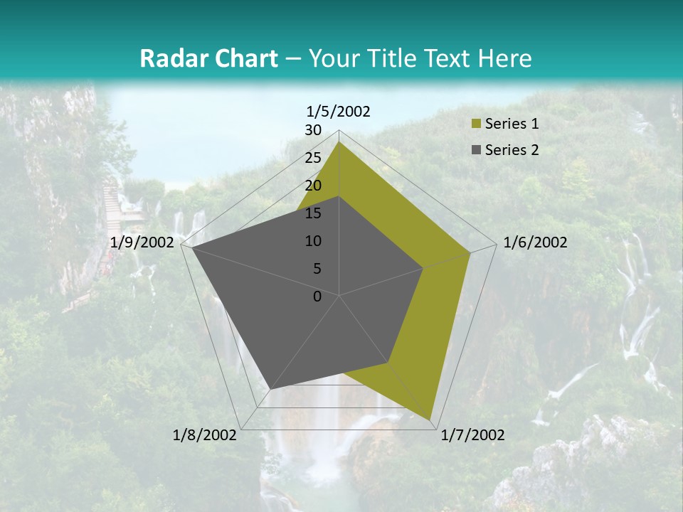 A Waterfall In The Middle Of A Lake Surrounded By Trees PowerPoint Template
