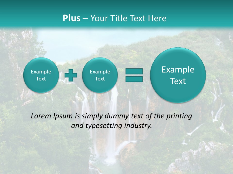 A Waterfall In The Middle Of A Lake Surrounded By Trees PowerPoint Template