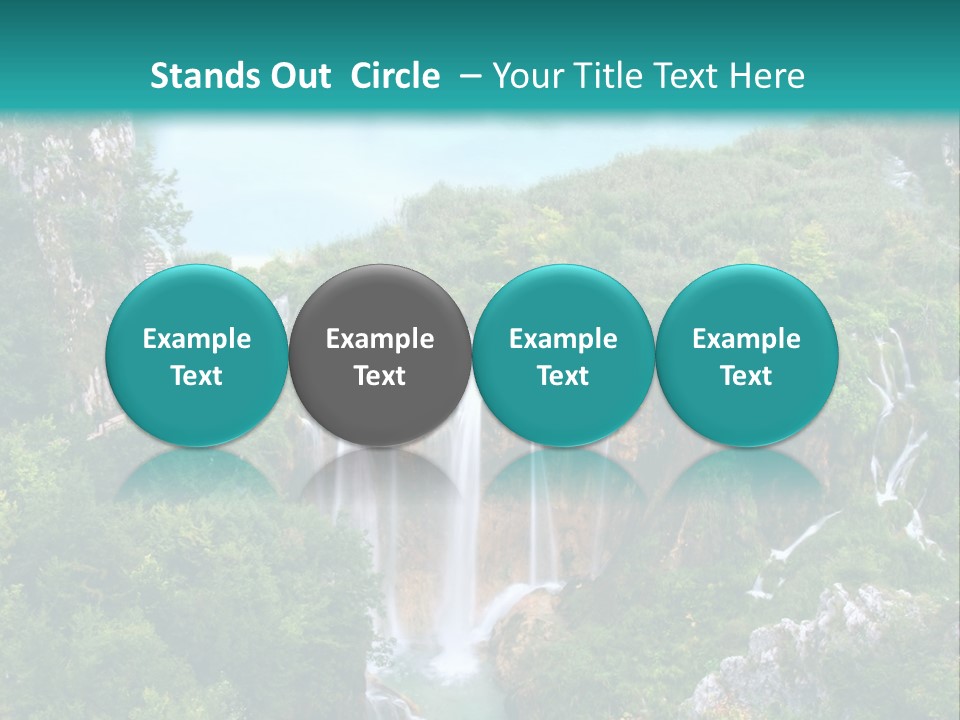 A Waterfall In The Middle Of A Lake Surrounded By Trees PowerPoint Template