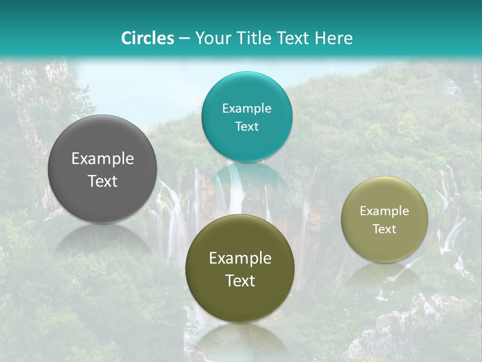 A Waterfall In The Middle Of A Lake Surrounded By Trees PowerPoint Template