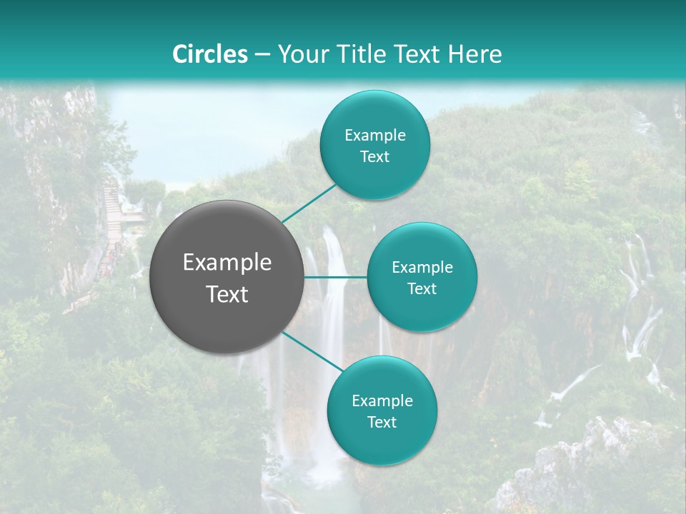 A Waterfall In The Middle Of A Lake Surrounded By Trees PowerPoint Template