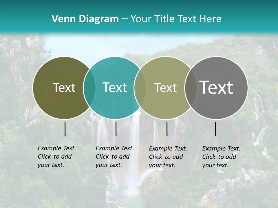 A Waterfall In The Middle Of A Lake Surrounded By Trees PowerPoint Template