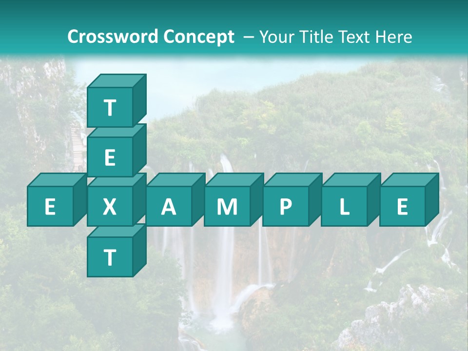 A Waterfall In The Middle Of A Lake Surrounded By Trees PowerPoint Template