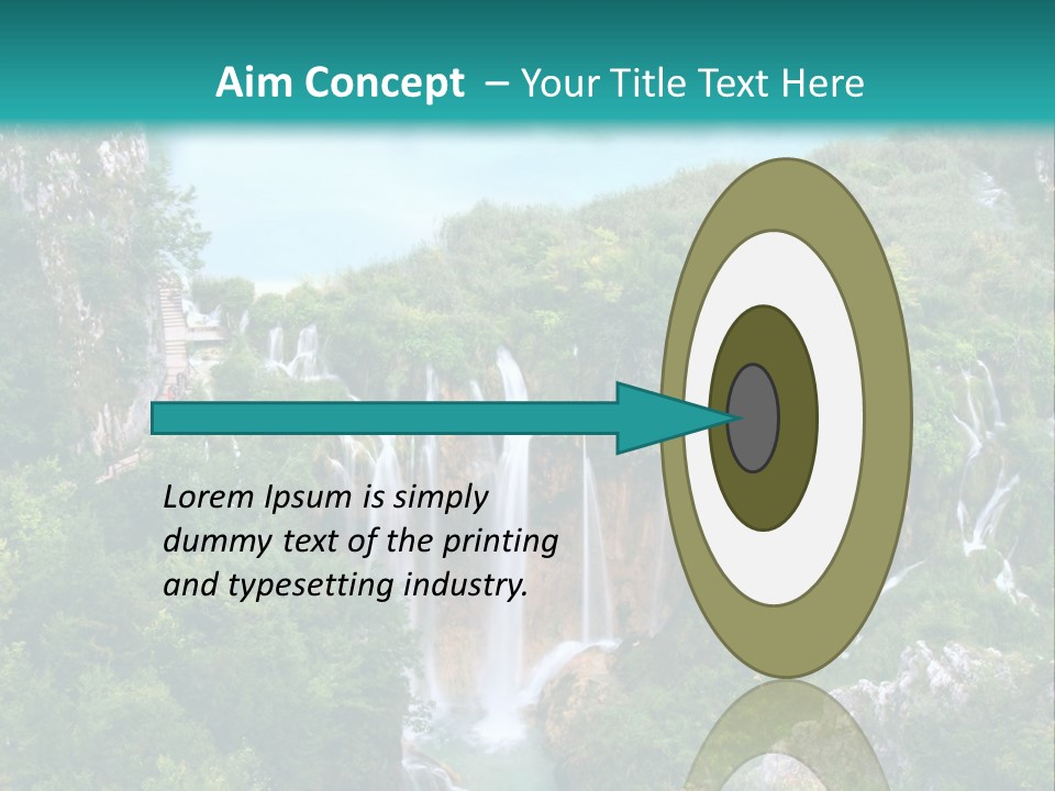 A Waterfall In The Middle Of A Lake Surrounded By Trees PowerPoint Template