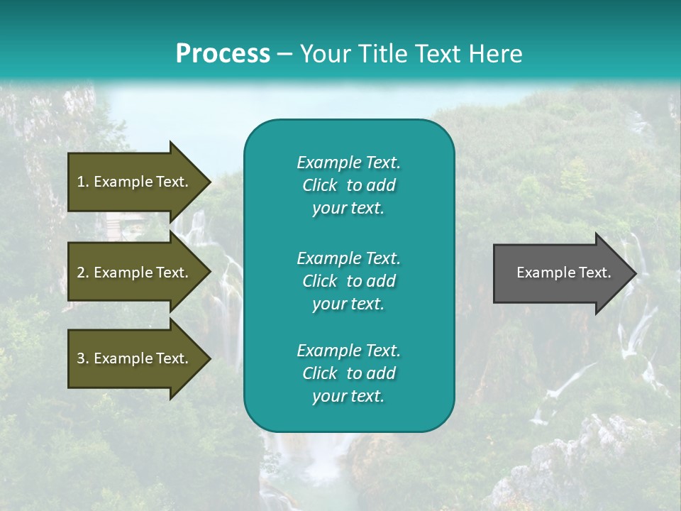 A Waterfall In The Middle Of A Lake Surrounded By Trees PowerPoint Template