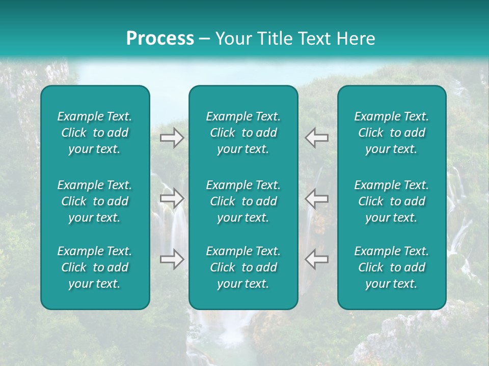 A Waterfall In The Middle Of A Lake Surrounded By Trees PowerPoint Template