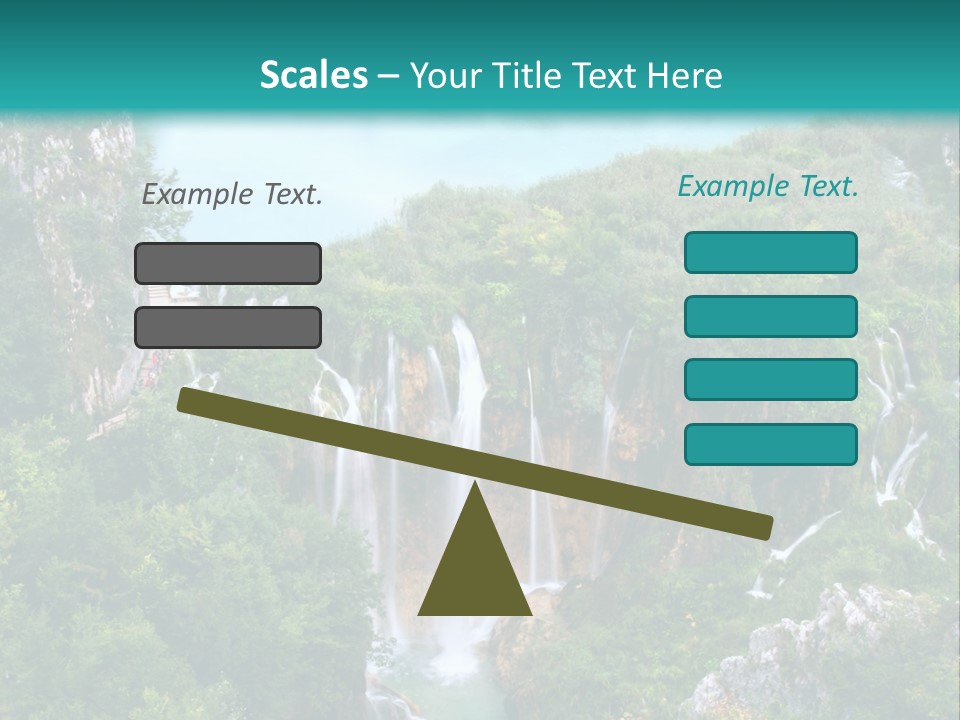 A Waterfall In The Middle Of A Lake Surrounded By Trees PowerPoint Template