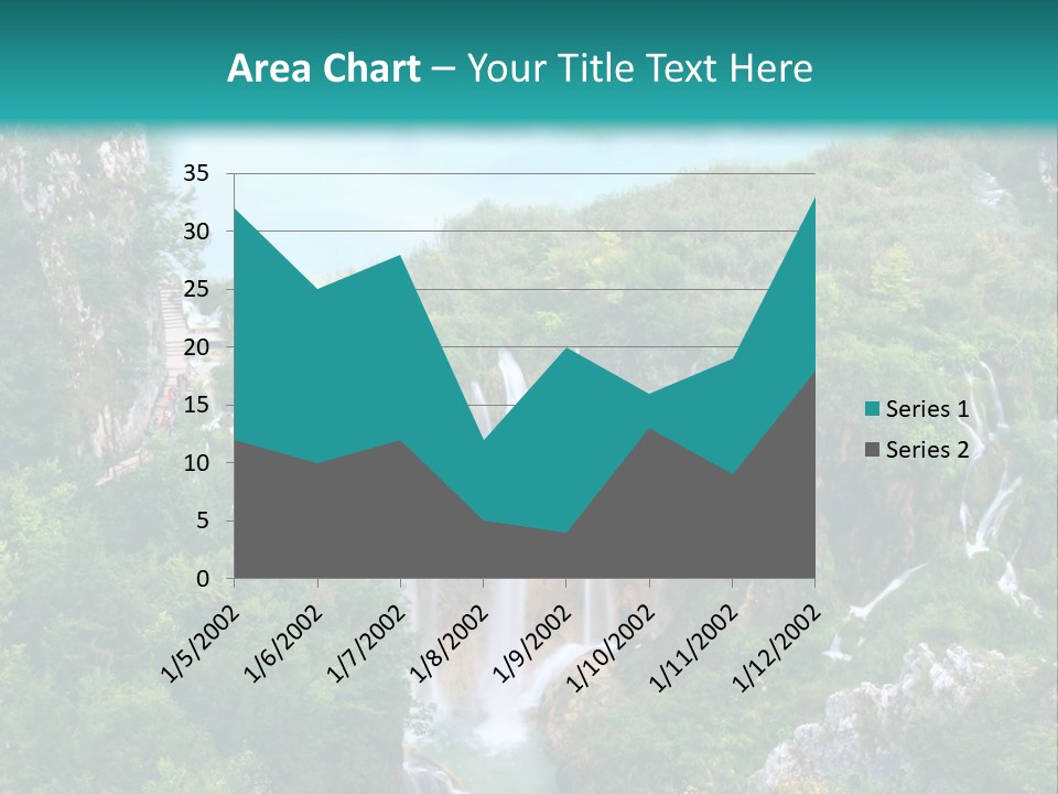 A Waterfall In The Middle Of A Lake Surrounded By Trees PowerPoint Template