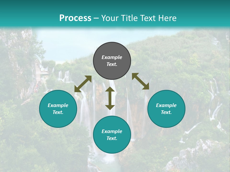 A Waterfall In The Middle Of A Lake Surrounded By Trees PowerPoint Template