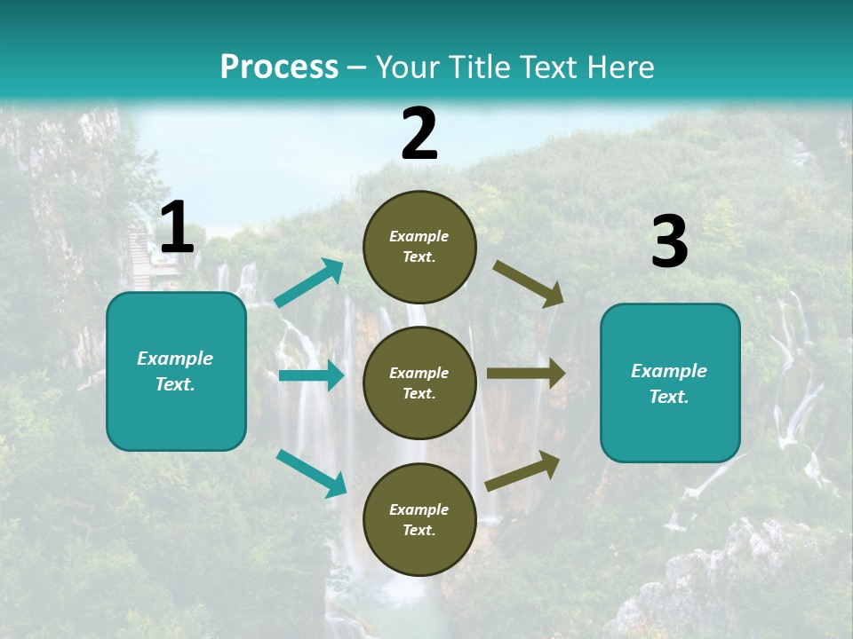 A Waterfall In The Middle Of A Lake Surrounded By Trees PowerPoint Template