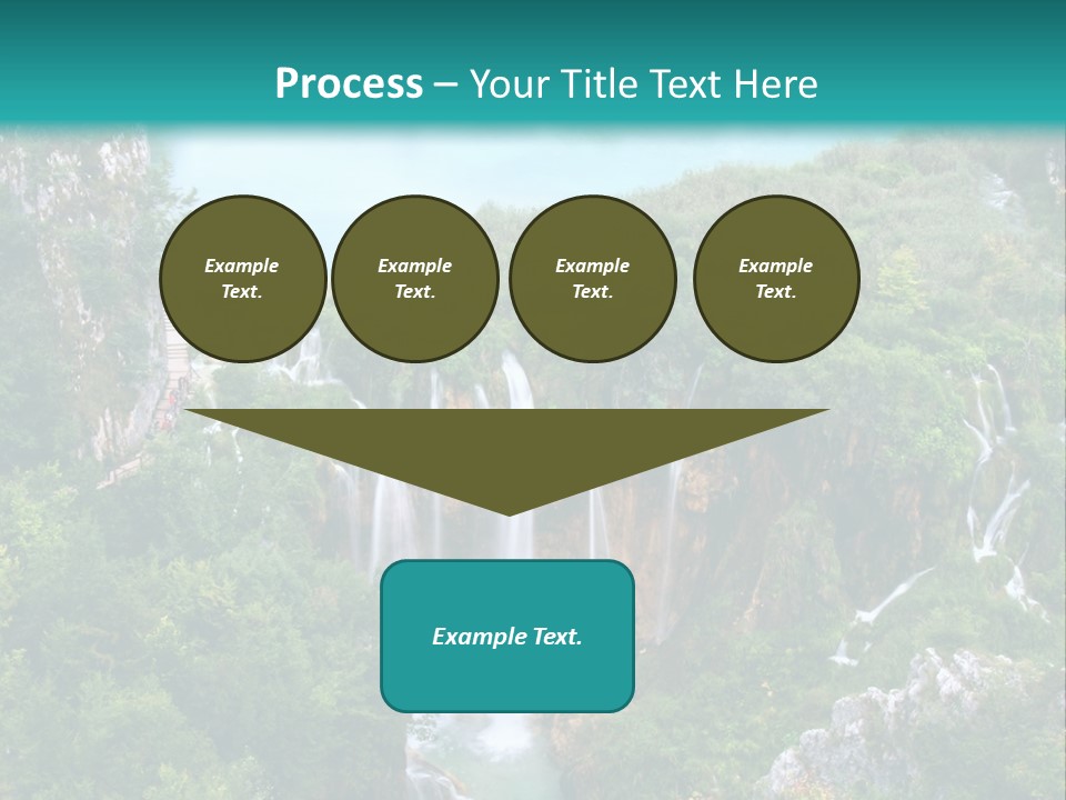 A Waterfall In The Middle Of A Lake Surrounded By Trees PowerPoint Template