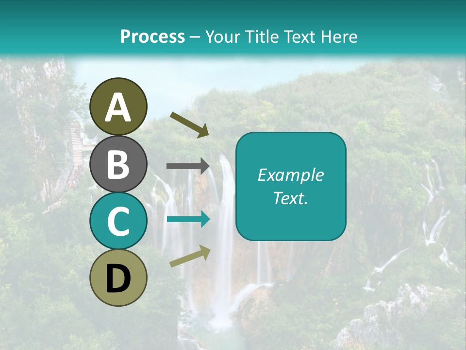 A Waterfall In The Middle Of A Lake Surrounded By Trees PowerPoint Template