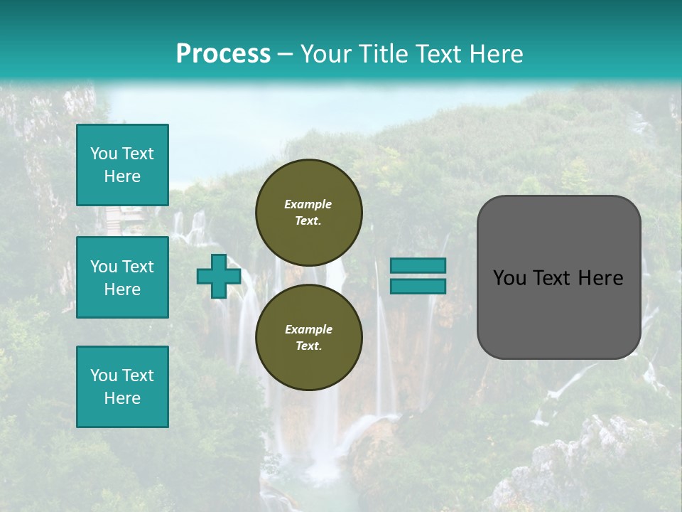 A Waterfall In The Middle Of A Lake Surrounded By Trees PowerPoint Template