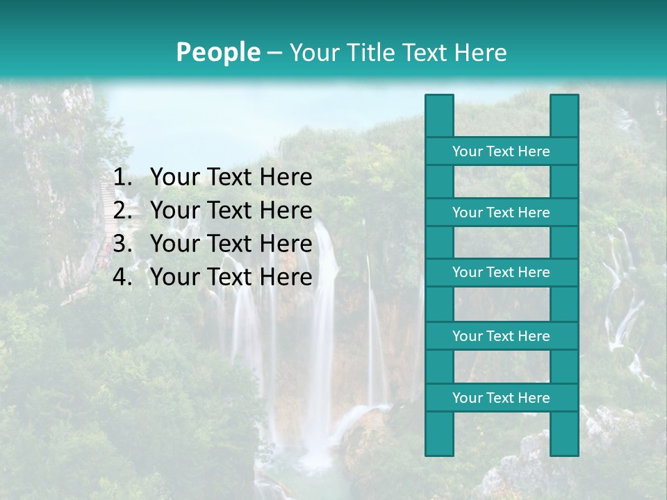 A Waterfall In The Middle Of A Lake Surrounded By Trees PowerPoint Template