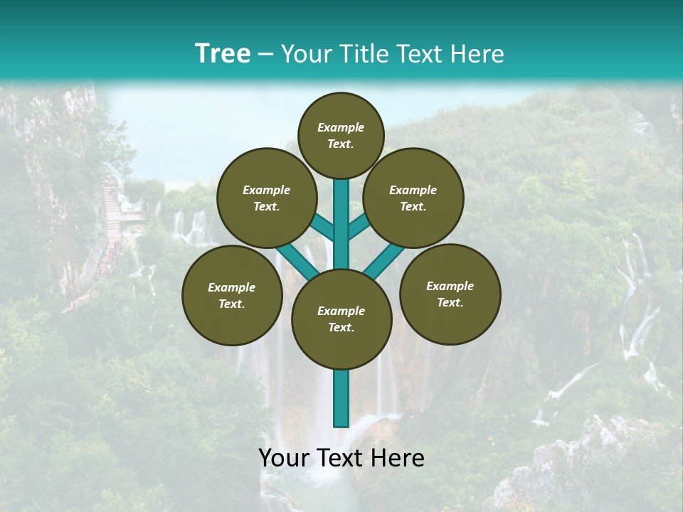 A Waterfall In The Middle Of A Lake Surrounded By Trees PowerPoint Template