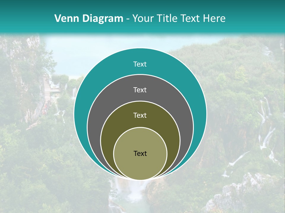 A Waterfall In The Middle Of A Lake Surrounded By Trees PowerPoint Template