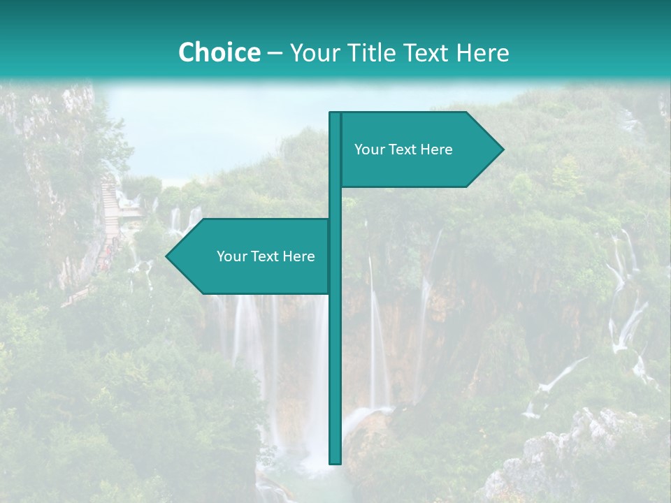 A Waterfall In The Middle Of A Lake Surrounded By Trees PowerPoint Template