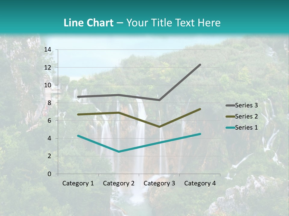 A Waterfall In The Middle Of A Lake Surrounded By Trees PowerPoint Template