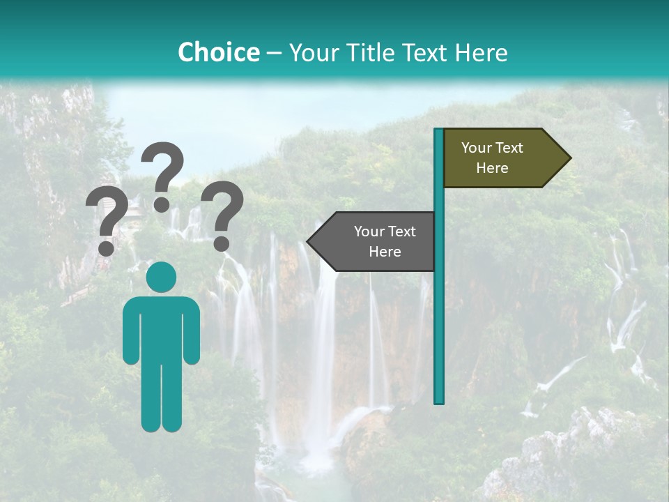 A Waterfall In The Middle Of A Lake Surrounded By Trees PowerPoint Template
